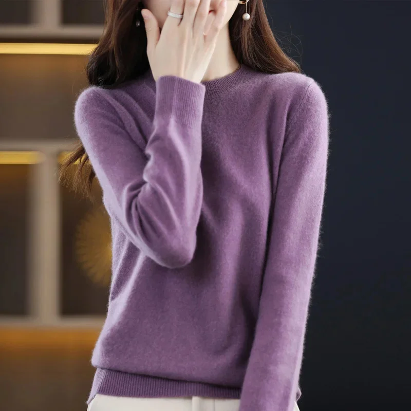 

100% wool cashmere sweater women loose casual knitted round neck pullover 2022 new high quality autumn and winter sweater