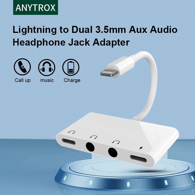 Lightning Iphone À Double Adaptateur Audio 3.5mm Pour Casque/prise D