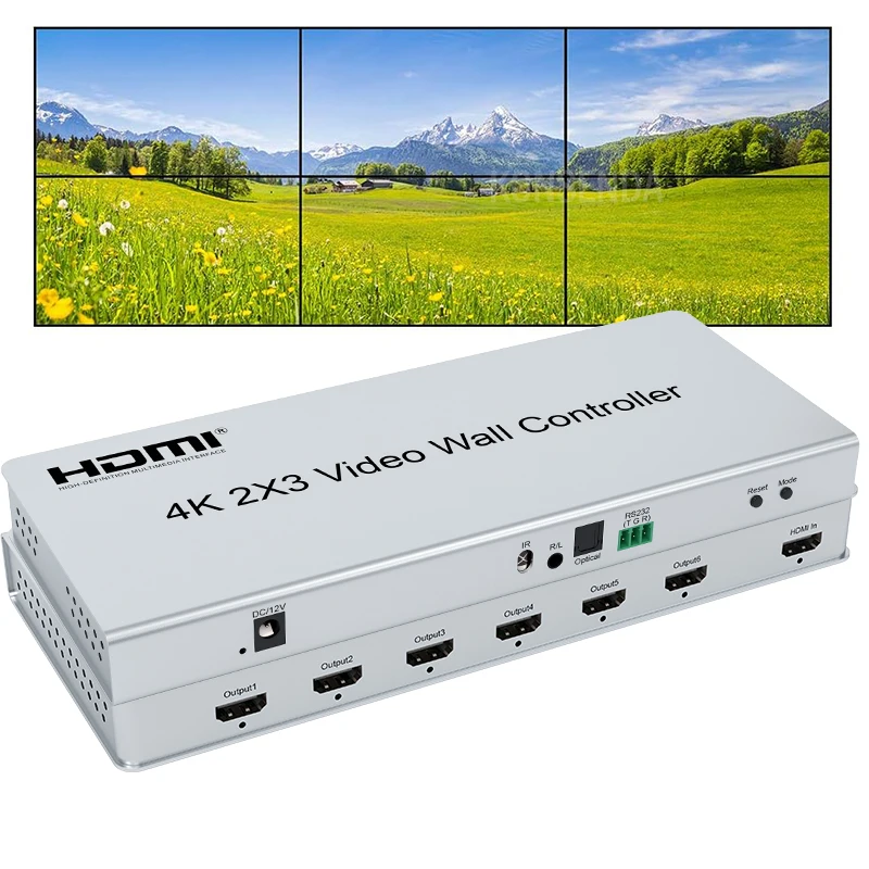 2X3 Video Wall Controller 4K 2X2 2X3 3X2 Hdmi Wall 6 Schermo Video Wall Stitching Processor Tv Splicer Per 6 Tv Splicing Display