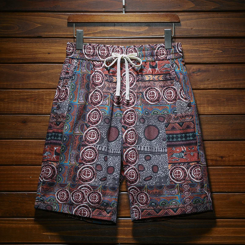 Cashew Flower Fashion Beach Shorts Men's Summer Cool Breathable Middle Pants Ethnic Print Versatile Casual Outdoor Shorts