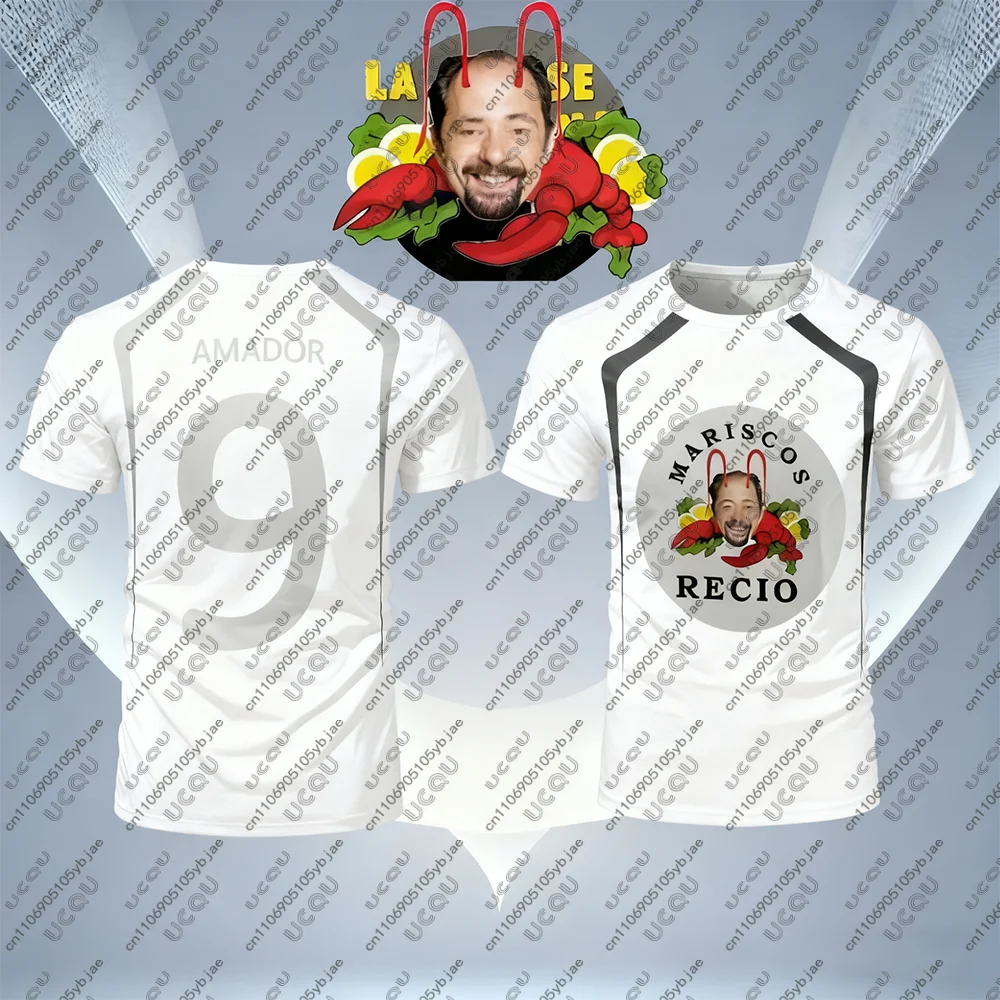 2026 남성 어린이 남아 통기성 유머 축구 유니폼 상의 성인 해산물 새우 홈 선물 축구 스포츠 M-Mariscos R-Recio 9