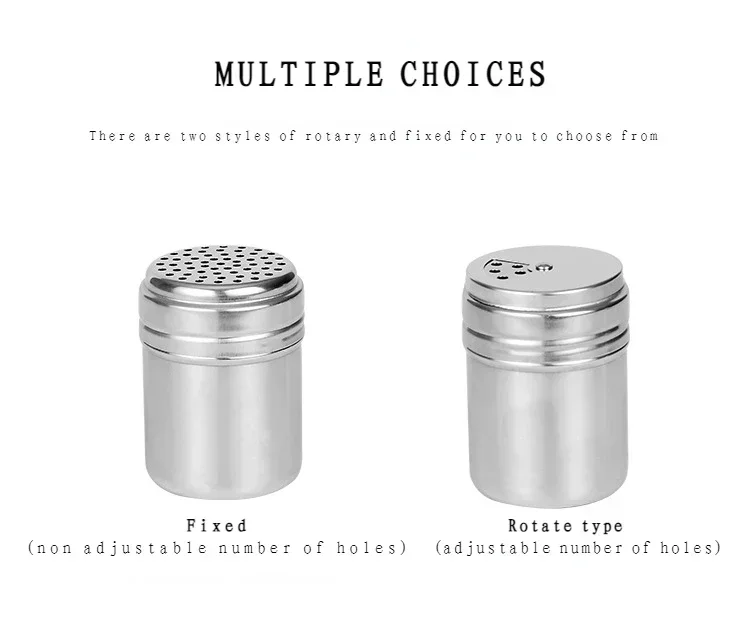 Description Picture 6 of itemSalt Sugar Bottle Rotating Cover Multi-purpose Stainless Steel Kitchen Gadgets Spice Pepper Shaker Spice Jar Seasoning Can
