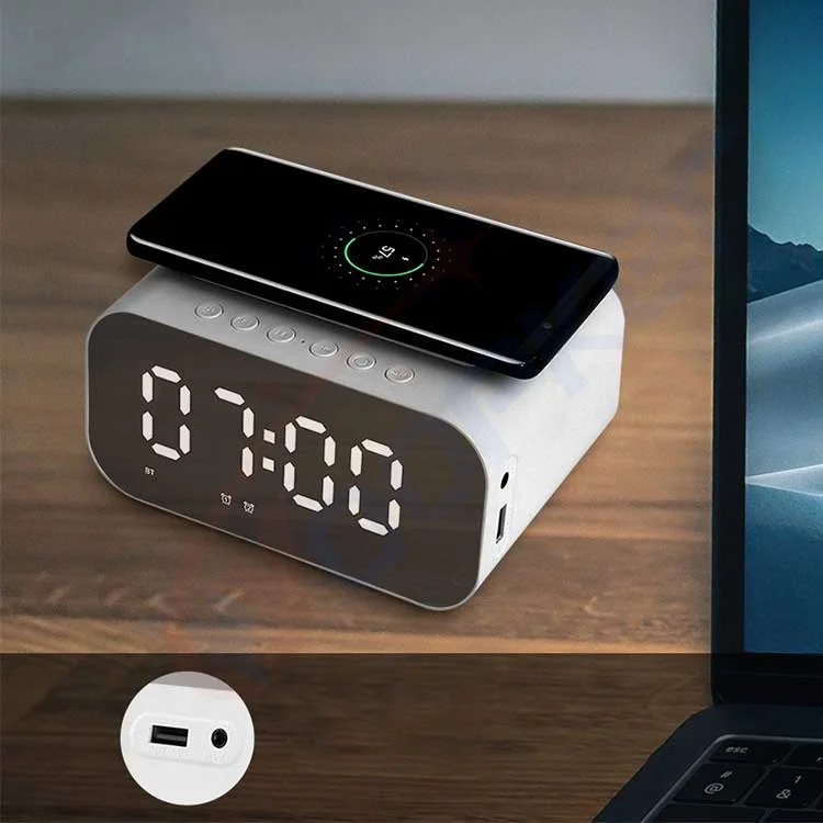 Multifunction 15W Wireless Charger 5W Speaker Display Night Light Alarm Clock 20