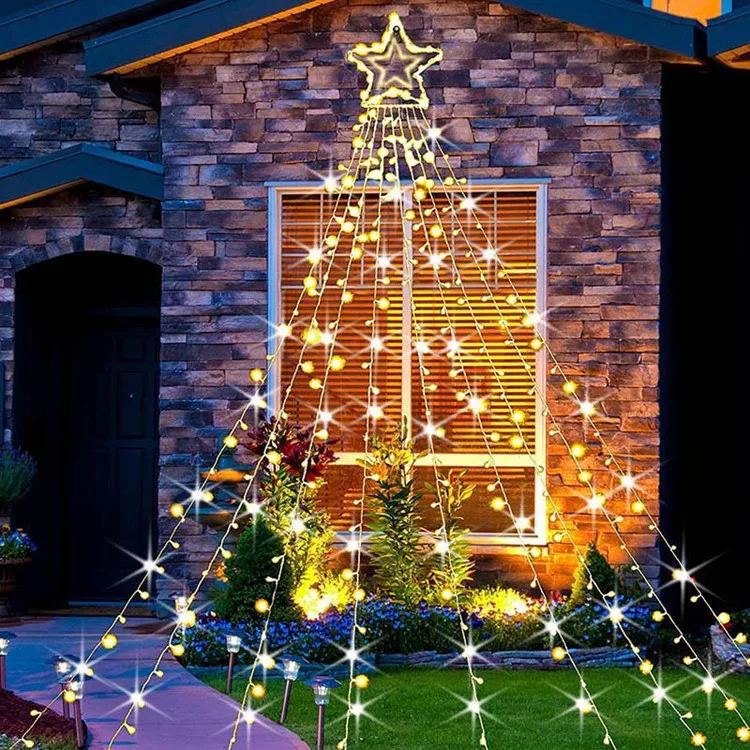 SolarPoweredOutdoorChristmasDecorations2024LedStarWaterfall