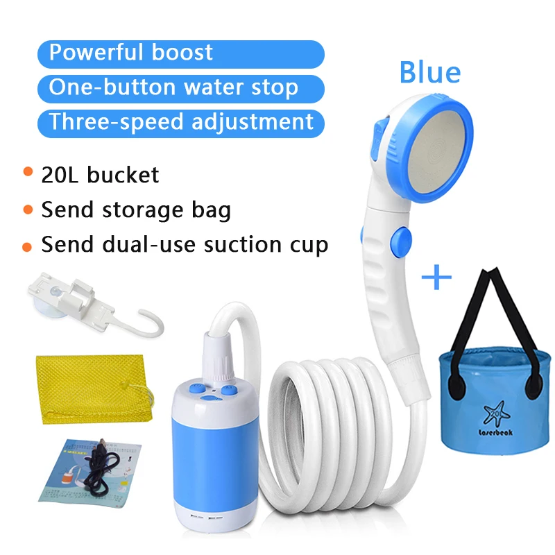 

Outdoor Electric Shower Rechargeable Battery Mobile Bathing Pump Camping Shower For Water Flower Vehicle Cleaning Portable