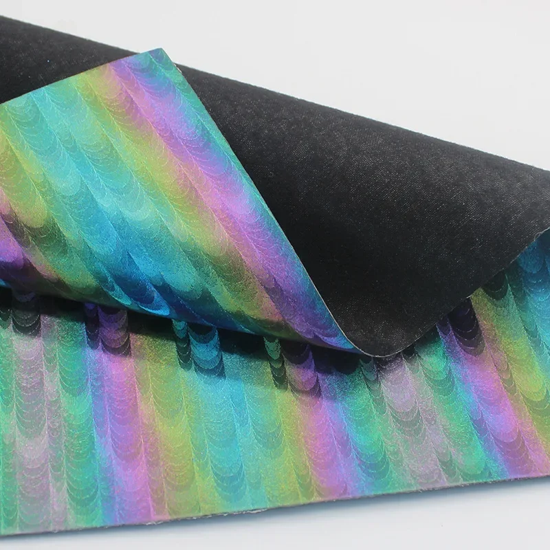 Long Stripe Holographic Mirror Leather PVC Artificial Leather Fabric Wallpaper Bag Decorative Goods Shoe Material