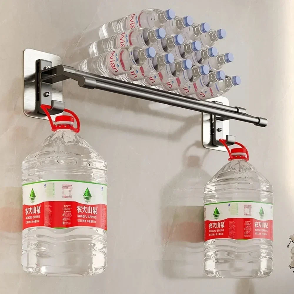 Self-Adhesive Bathroom Towel Rack Clothes Holder Gun Gray Aluminum Double Pole Bar With Hook Without Drilling Toilet Accessories towel holder towel rack bathroom facilities clothes hanger rod