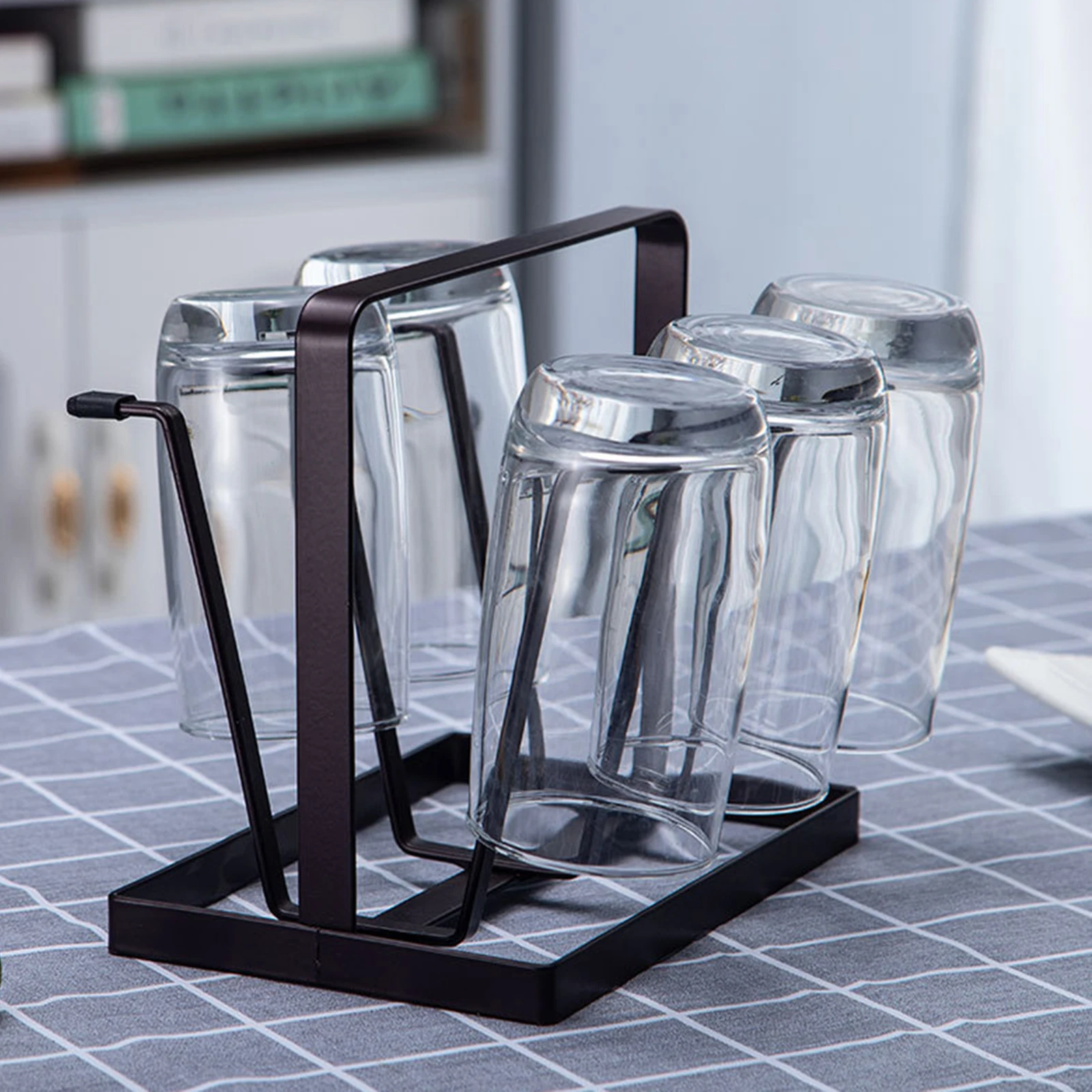 Steel Bottle Cup Hanging Drying Rack 6 Hook Organizer For Drinking Glass Containers