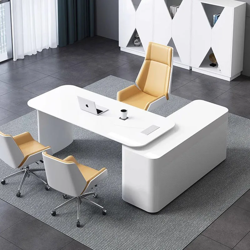 

Standing Executive Office Desk Storage White Reception Long Computer Desks Writing Luxury Mesa De Escritorio Modern Furniture