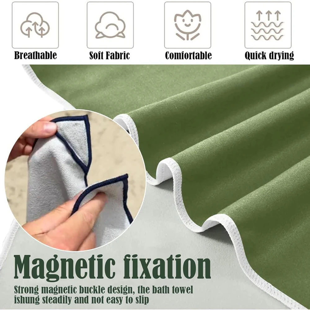 Multifunctional Outdoor Magnetic Bath Towel Coral Fleece Portable Magnet Towels Quick-drying Beach Towel Bathroom Accessories