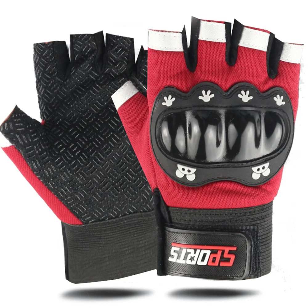 1 Pair Kids Half Finger Gloves Sports Gloves Non-Slip Gel Adjustable Fingerless for Children Cycling Riding Biking