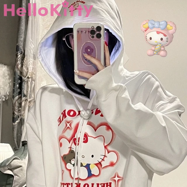 HELLO KITTY on Diamond- Girls lg - Long sleeve T-Shirt hoodie