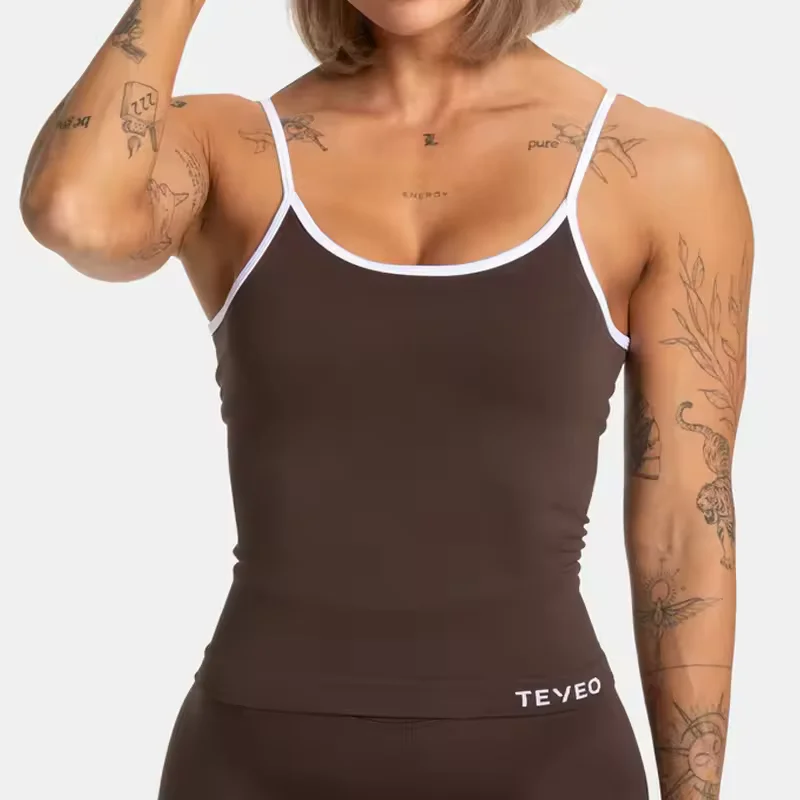 TEVEO Ignite Cami Top Sports Yoga Vest Underwear Women's Fitness Top Gym Beautiful Back Bra Running Workout Halter