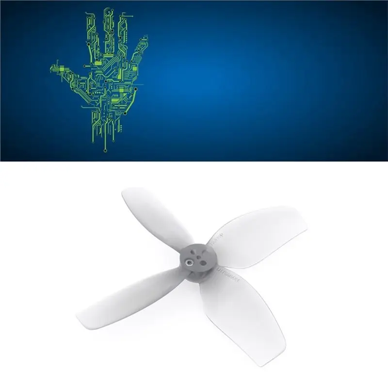 Hélice de course haute efficacité 4 pales 3 pouces DT76MMX4 V2 pour drone FPV RC Cinebot30, montrant les pales incurvées et le moyeu central.