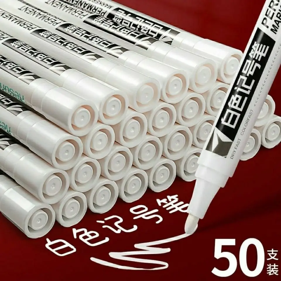 3/5Pcs For Mental Oily Waterproof White Marker Pen Permanent Graffiti Painting Tyre Tread Environmental Pen Art Supplies 12 color white waterproof rubber permanent signature pen oily marker pen car tire tread environmental tire paint sign