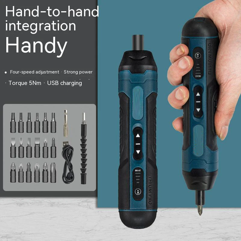 Cordless Electric Screwdriver Rechargeable Lithium Battery Mini Drill Household Maintenance Repair Screwdriver Tool Set