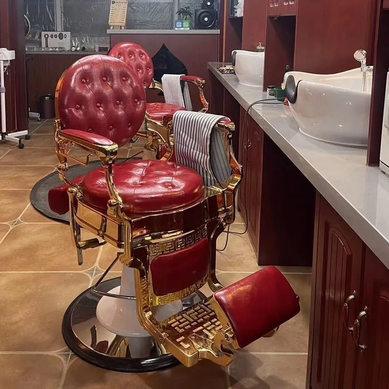 Footrest Luxury Beauty Salon Chairs Professional Leather Vintage Barber Chair Hairstylist Taburete Ruedas Salon Furniture LJ50BC professional aesthetic chair footrest stylist cosmetic barber treatment chair hairstylist taburete ruedas furniture lj50bc