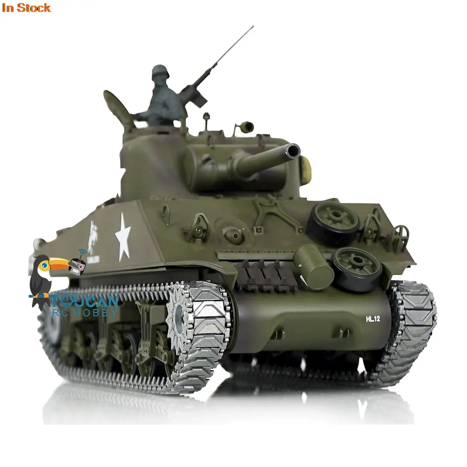 1/16 HENG LONG RC Tank 7.0 Upgraded M4A3 Sherman 3898 Metal Tracks Barrel Recoil Gearbox Idler Smoke Unit Engine Sound TH17673 3