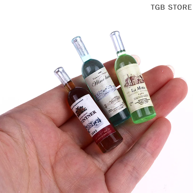 5PCS 1:12 Dollhouse Miniture Simulation Wine Bottle Kitchen Living Room Decoration Accessories
