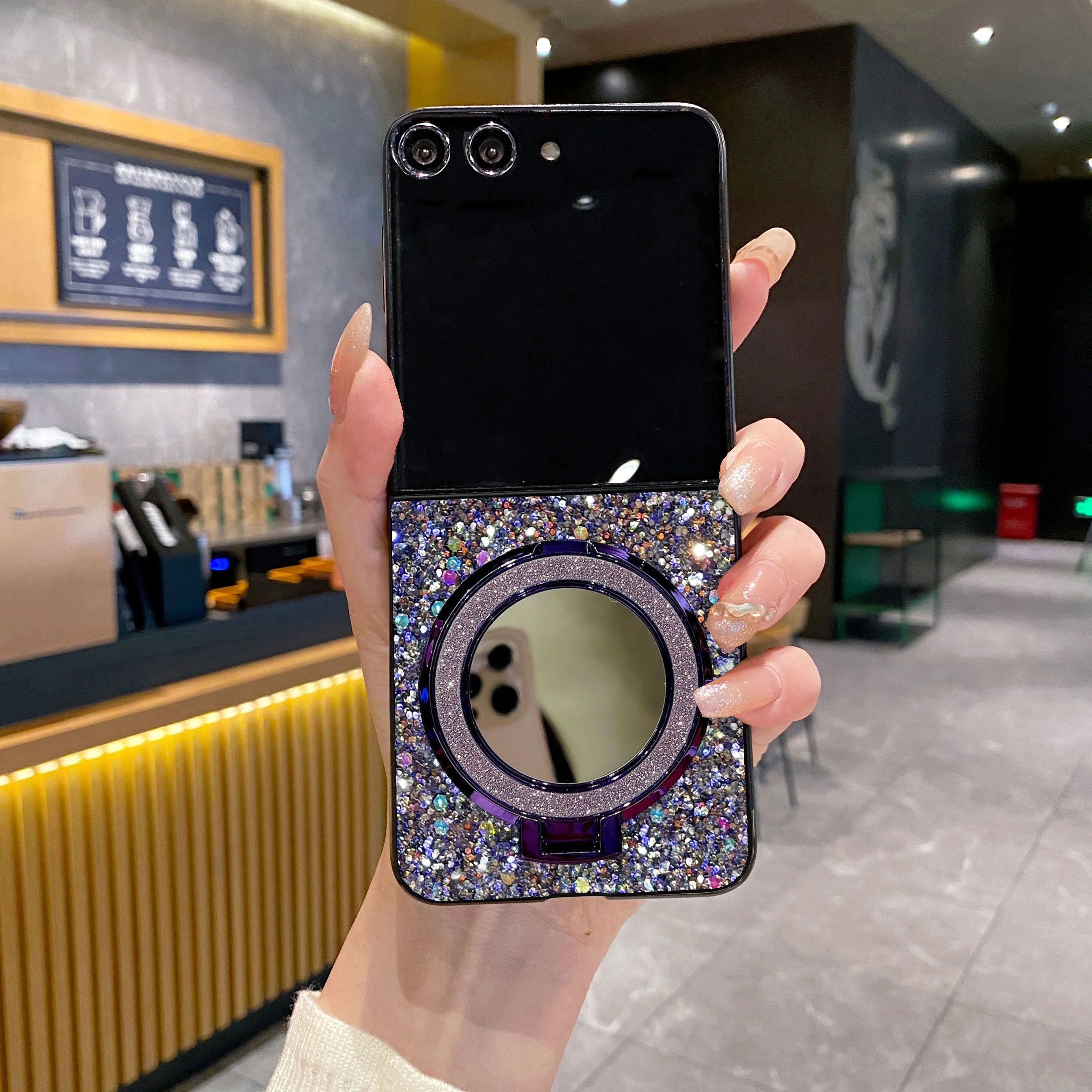 Luxury Korean Style Shiny Magnetic Mirror Phone Case - Fashionable and Durable Hard Shell
