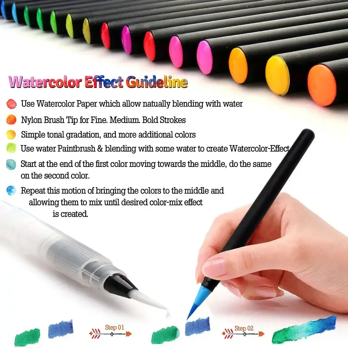 20+1 Watercolor Brush Pen Set - Premium Nylon Bristle Tip, Vibrant Colors for Painting, Calligraphy, Art Projects & Crafting 6