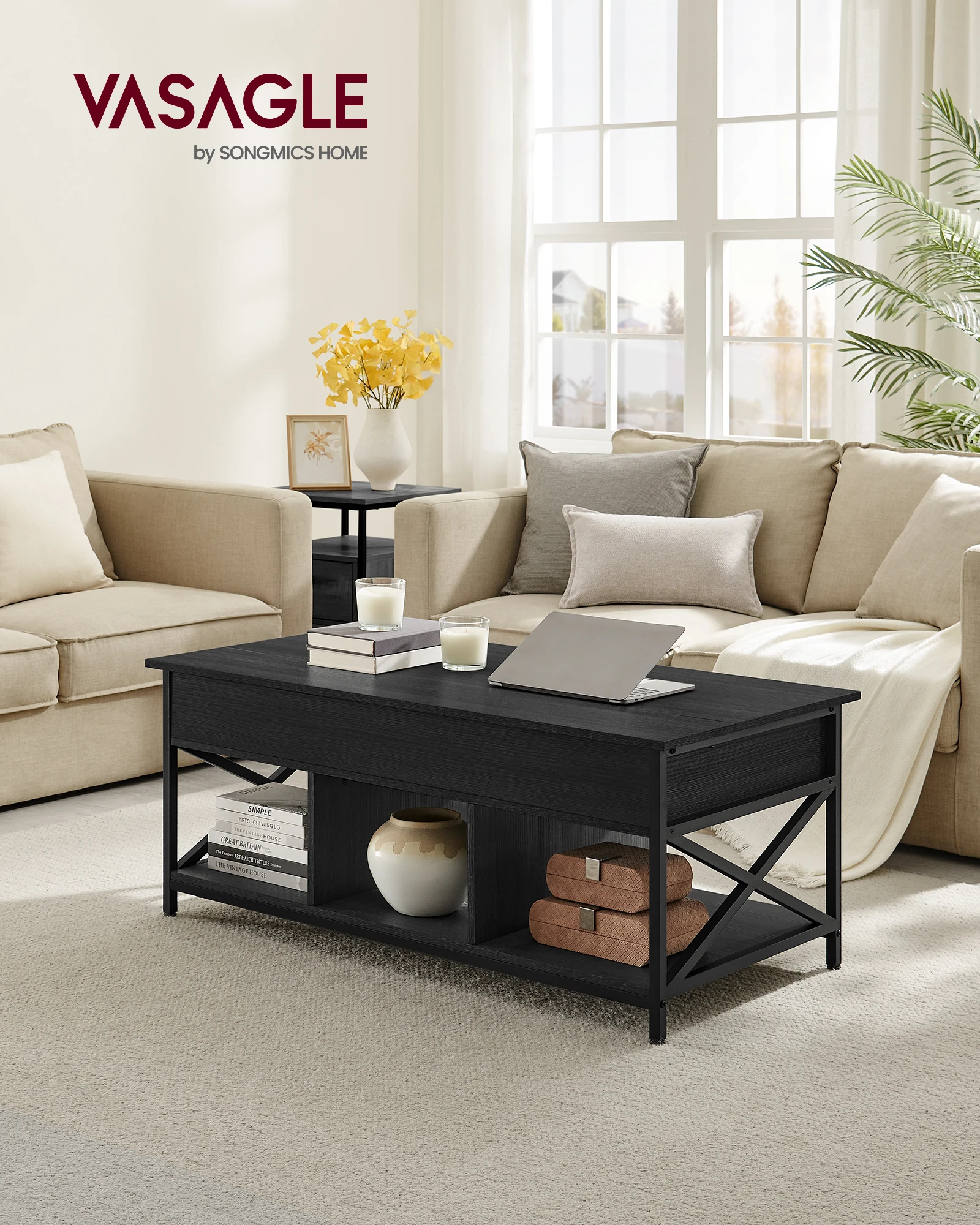 VASAGLE Coffee Table, Lift-Top Table Coffee Table for Living Room ...