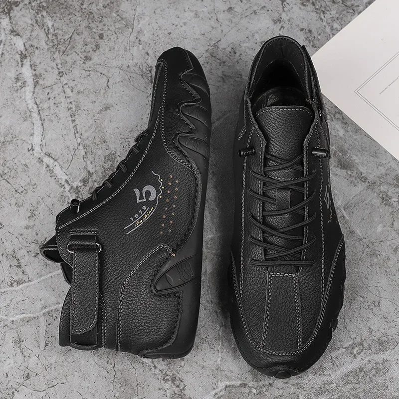 Ankle Leather Boots Men Fashion High Top Casual Shoes Handmade Botines Hombre Botte Homme Plus Big Size 48 49 50