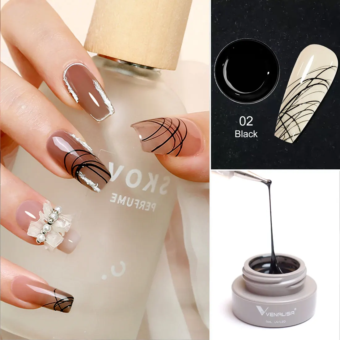 12 stücke/Kit Venalisa Spinne Gel Neue Formel Rose Gold Silber Malerei Gel Soak Off UV LED Super Klebrige liner Nagel Gel Polnisch – Detail 12