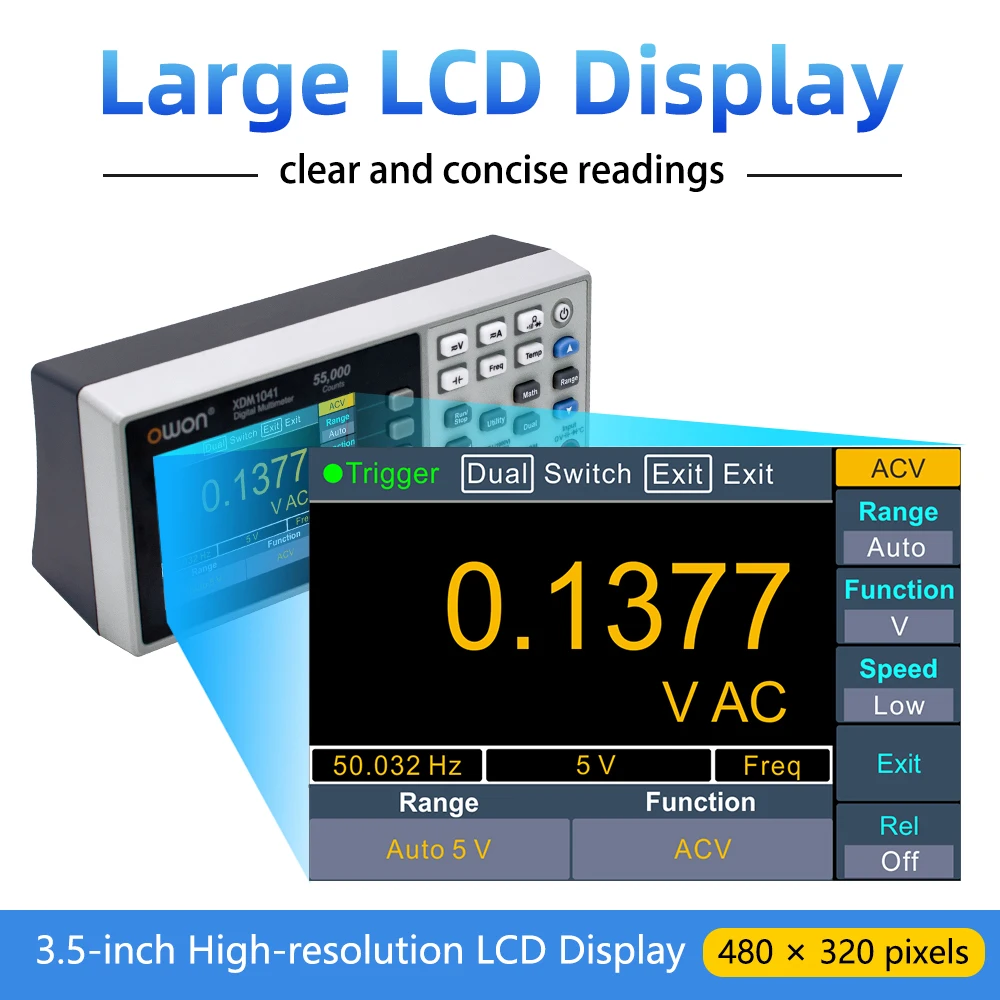 OWON XDM1041 Multimetro Digitale Portatile, Multimetro Digitale Desktop Da 3,5 Pollici, Tester Di Temperatura LCD True RMS Da 55000 Conti Per Strumenti E Laboratori, Fabbriche - Foto 7