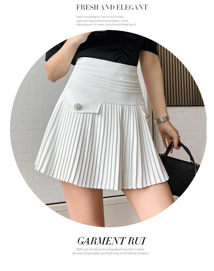 sequin skirt Spring New Design Sense Pleated Skirt with Belt Women Autumn Winter Preppy Style High Waist A-line Mini Skirts Korean Fashion pencil skirt