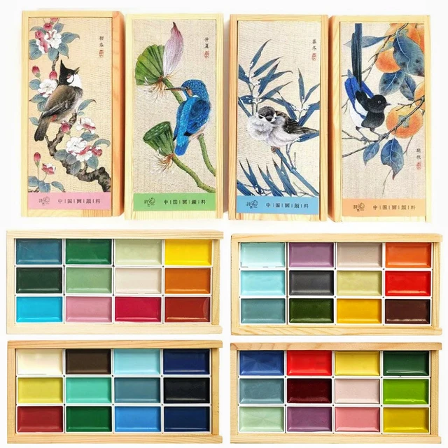 48-12Colors Handmade Chinese Painting Set - Professional Watercolor Paints in Solid Colors, Ideal for Sketching and Illustration 1