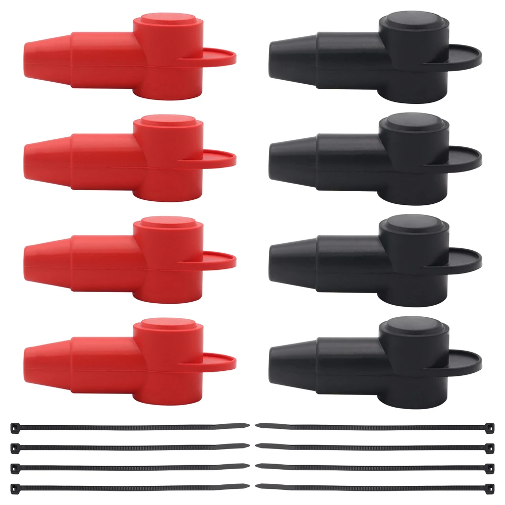 8 Silicone Battery Terminal Covers — 4 Red and 4 Black
