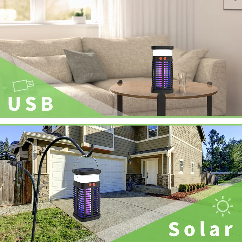 Insect Traps Solar Mosquito Killing Lamp UV Violet Light Outdoor Indoor Multi-functional