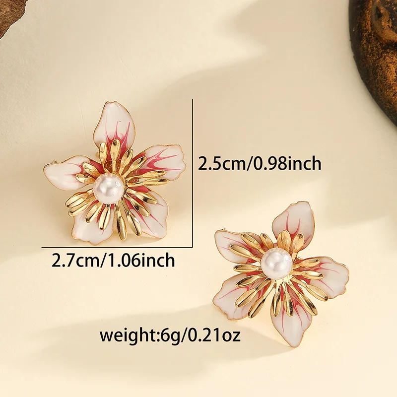 Flower Stud Earrings for Women Girl French Ins Vintage 2025 Fashion Korean Wedding Romantic Jewelry Gifts
