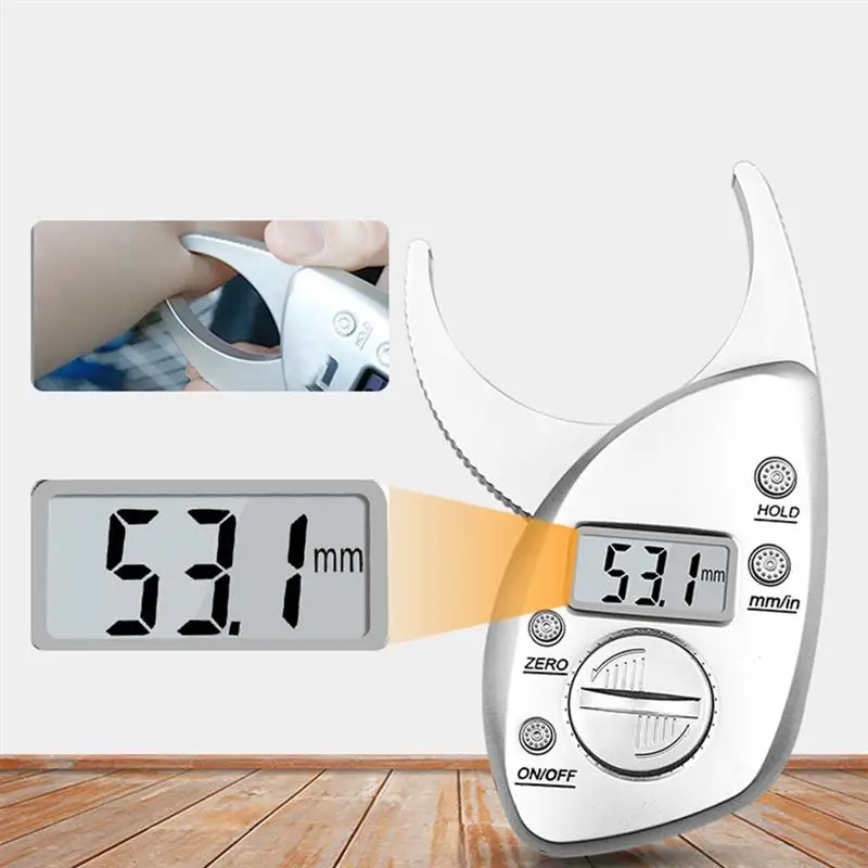Fitness Body Fat Caliper Clip Fat Measuring Tool Clear LCD Display Skin Fold Analyzer Professional Adipometer Caliper