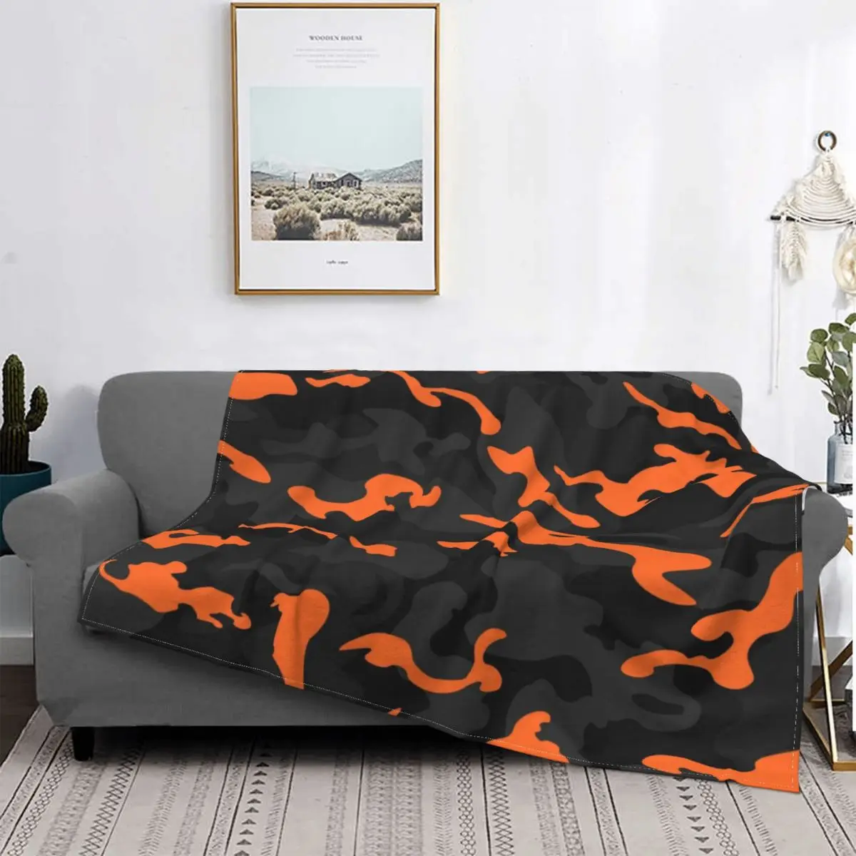 Camo Blankets Warm Flannel Armed Army Throw Blanket for Bedding Splintertarn German Camouflage