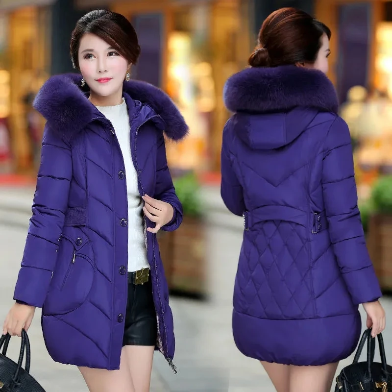 

Пуховик женский из хлопка, Осень-зима 2022, Новая Модная приталенная Универсальная мягкая куртка, Женская Повседневная теплая парка с капюшоном и меховым воротником