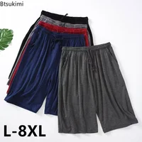 Plus Size 7XL 8XL Casual Sleep Shorts for Men Casual Modal Men's Pajamas Shorts Summer Soft Five Points Cotton Beach Shorts Male 1