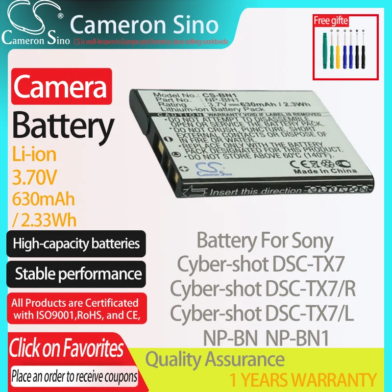 Batteria Cameronsino Per Sony Cyber-Shot Dsc-Tx7 Dsc-Tx7/R Dsc-Tx7/L Dsc-W310 Dsc-W310/B Adatto Per Sony Np-Bn Batterie Per Fotocamere Digitali