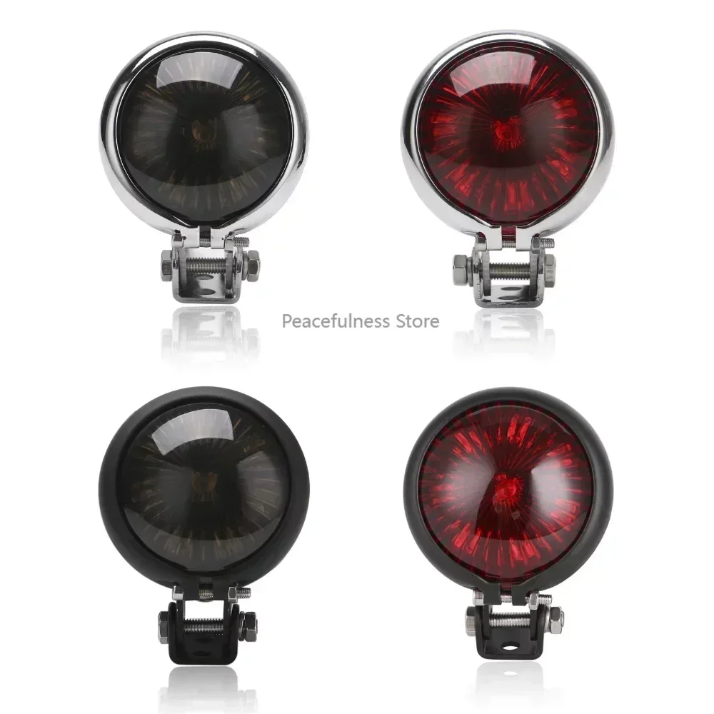 12V LED Red Retro Motorcycle Taillights Cafe Racer Style Tail Brake Light Smoke Lens Rear Stop Lamp For Chopper Bobber Scrambler
