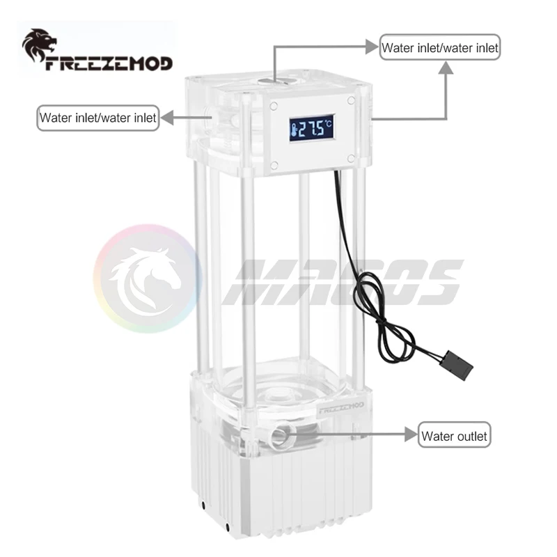Zemod Aio Bomba Mais Reservoir Kit Integrado com Exibição de Temperatura va Lcd Screen Temperatura Tanque de Água Combo - Imagem 3