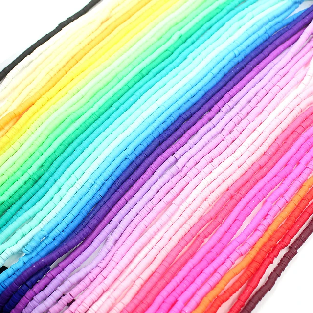 350pcs Rainbow Color Flat Round Clay Beads 6mm Mixed Bohemian Bulk