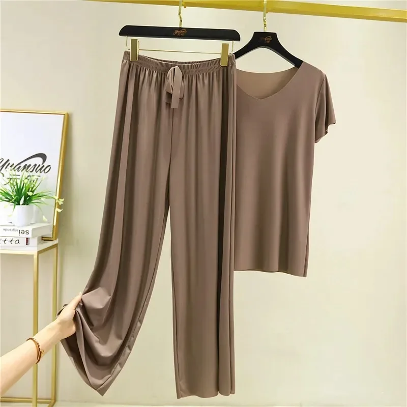 

Female Home Clothes 2 Pieces Set Lady Home Suit Summer Women Lounge Wear Autumn Loose Homewear Suit for Women Pajamas Pants Set