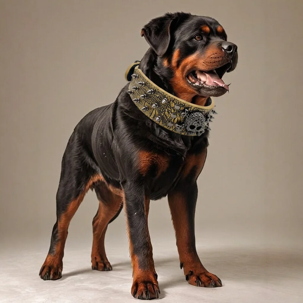 Spiked Studded Dog Collar with Traction Rope | Adjustable Anti-Bite Pet Necklace