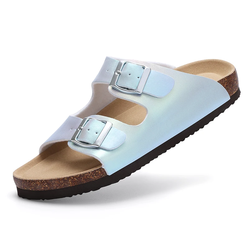 Women Summer Sandals Double Metal Buckle Non Slip Breathable Beach Slippers