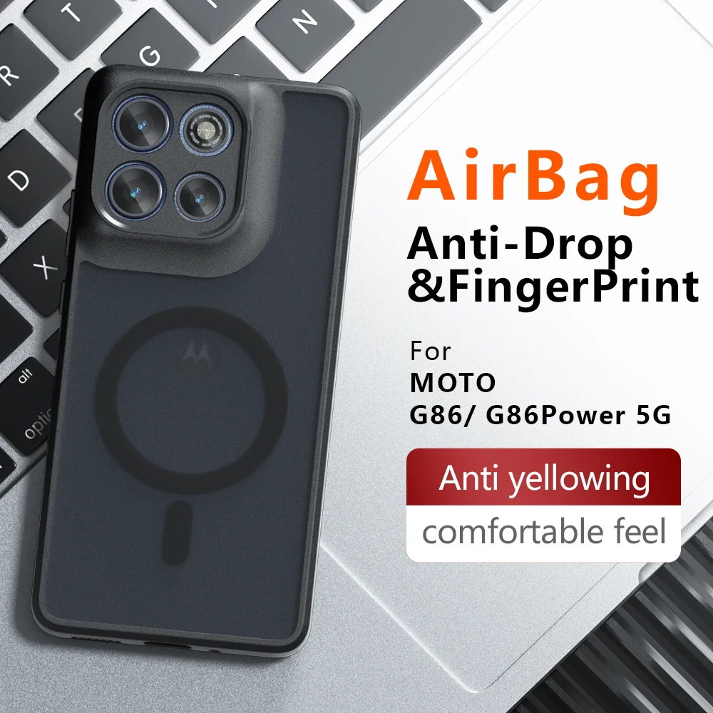 Shockproof Magnetic TPU Case with Airbag Protection and HD Clear Acrylic Back