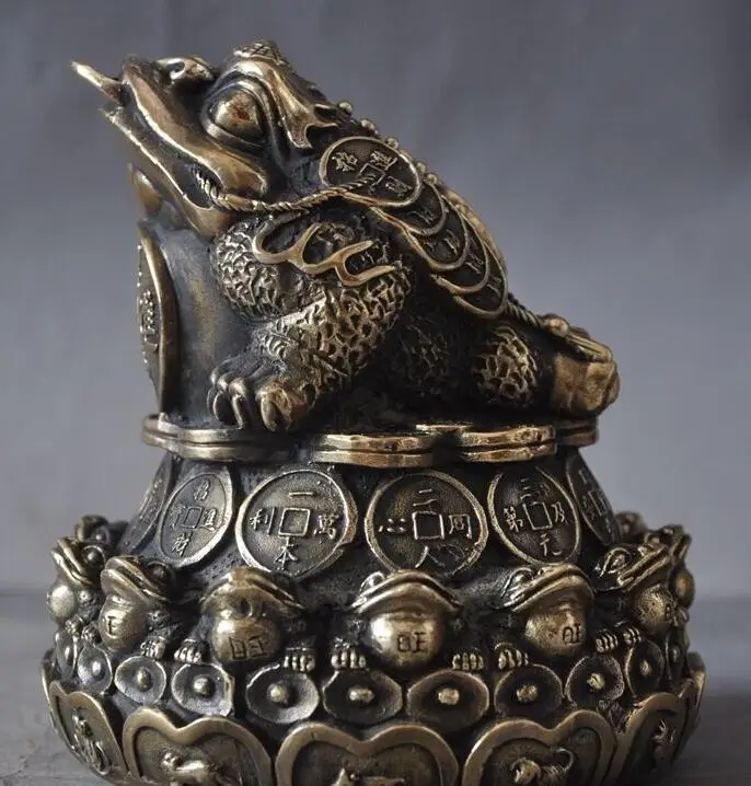 

Китайская старинная Классическая Бронзовая Монета yuanbao, слитка, Золотая жаба, статуя лягушки bufo