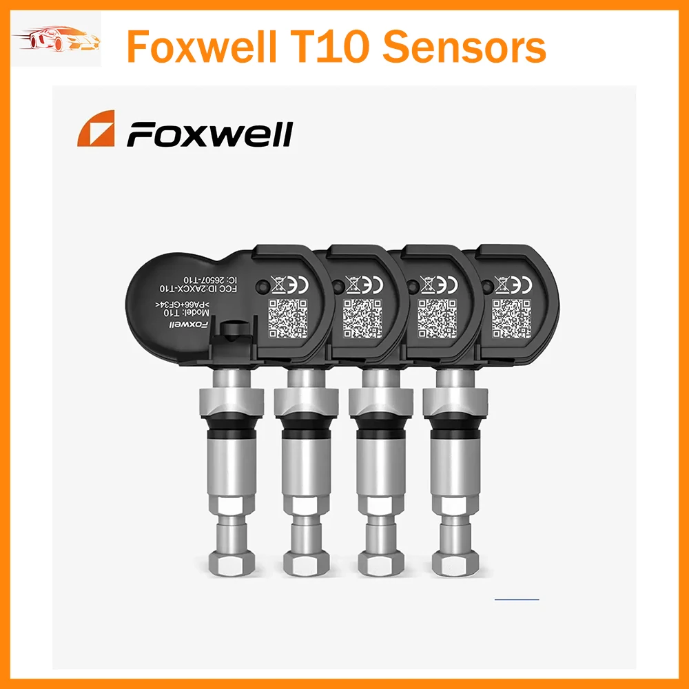 Foxwell T10 무선 센서, 프로그래밍 데이터 변경 센서, 타이어 압력 모니터링 시스템 테스터 수리 도구, 4 개