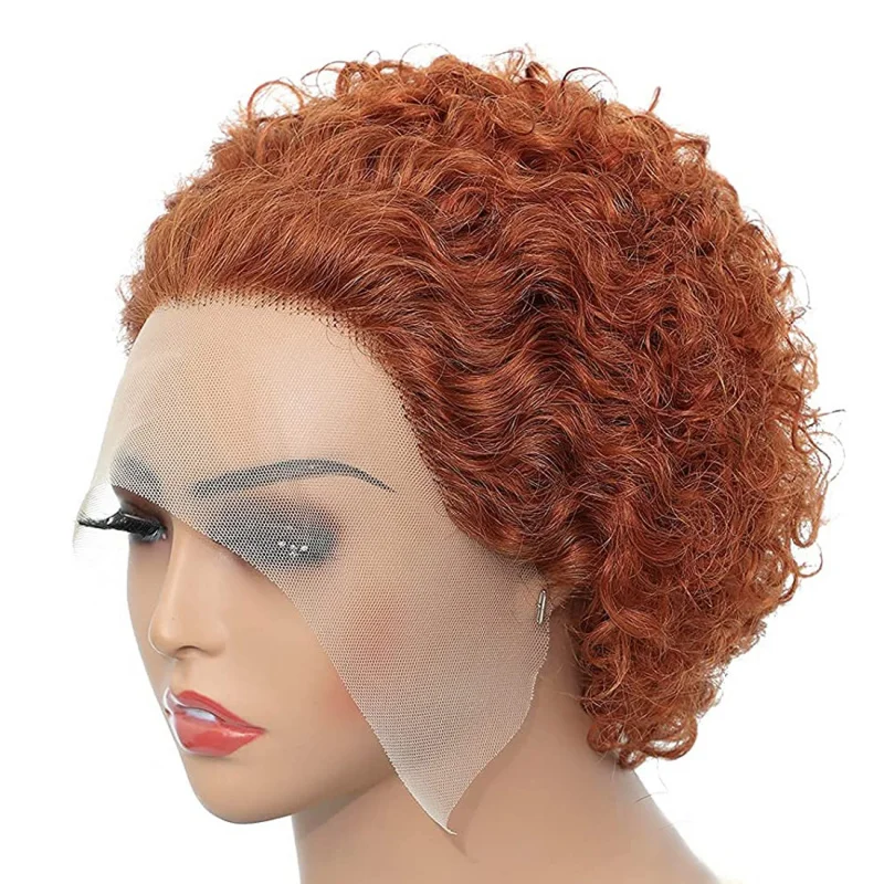 Human Hair 13x1 Lace Front Wigs for Black Women Brazilian Short Curly Wig Pixie Cut Curly Remy Hair Preplucked