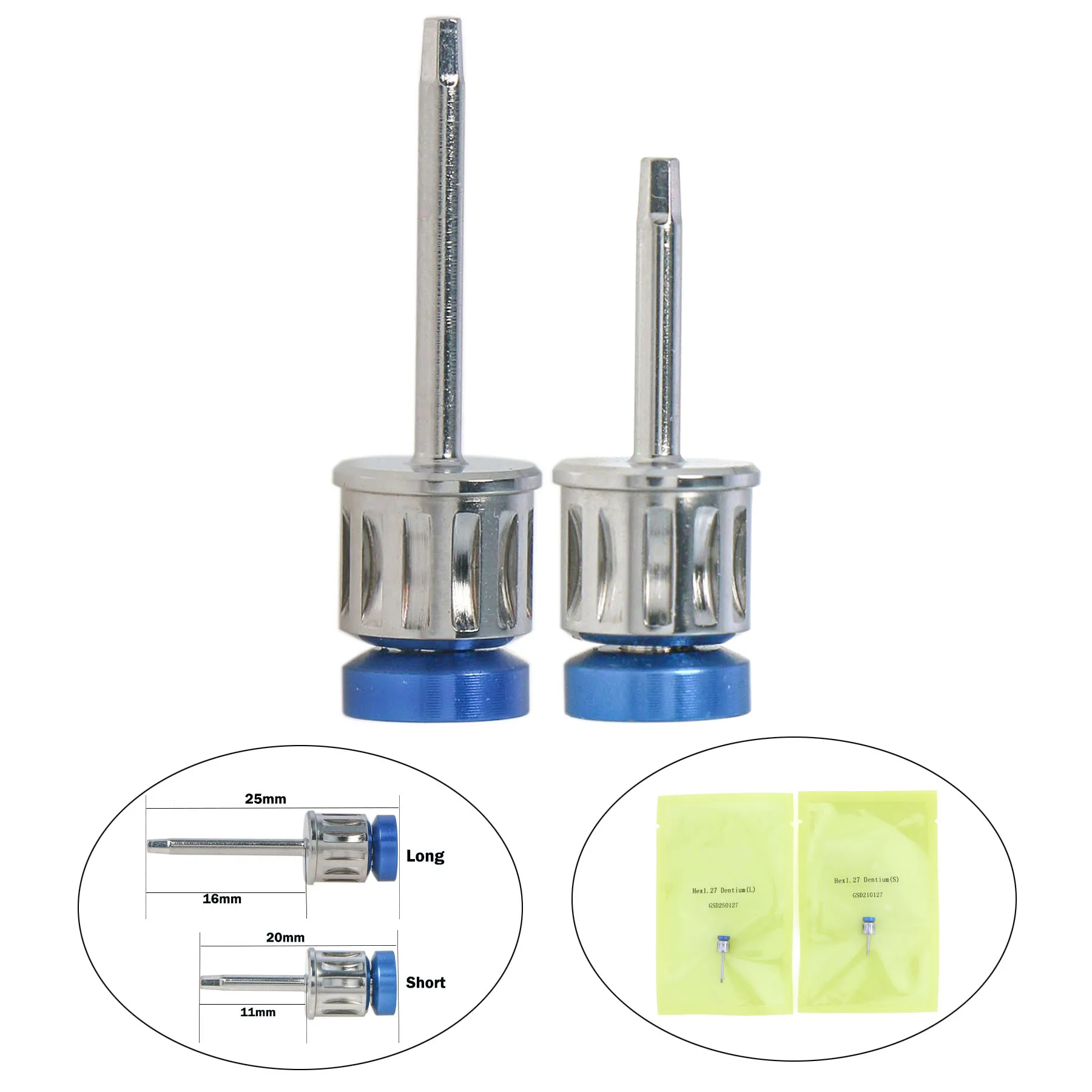 Impianto Dentale Zimmer Bego Cacciavite A Mano Esagonale 1.27 Driver Lungo Corto 2 Pezzi Autoclavabile